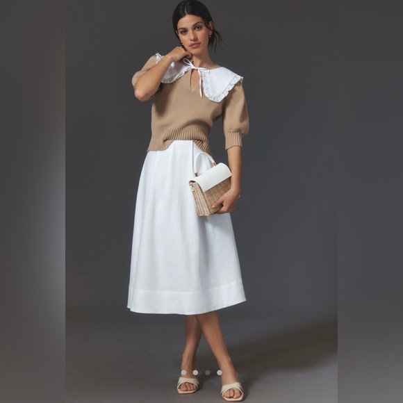 English Factory puff sleeve poplin collared sweater - Picture 3 of 10